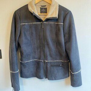 Small blue PrAna zip-up suede jacket
